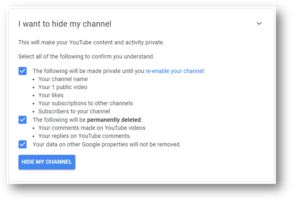 hide my channel