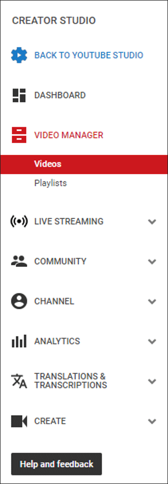 YouTube Video Manager is listed in the left side