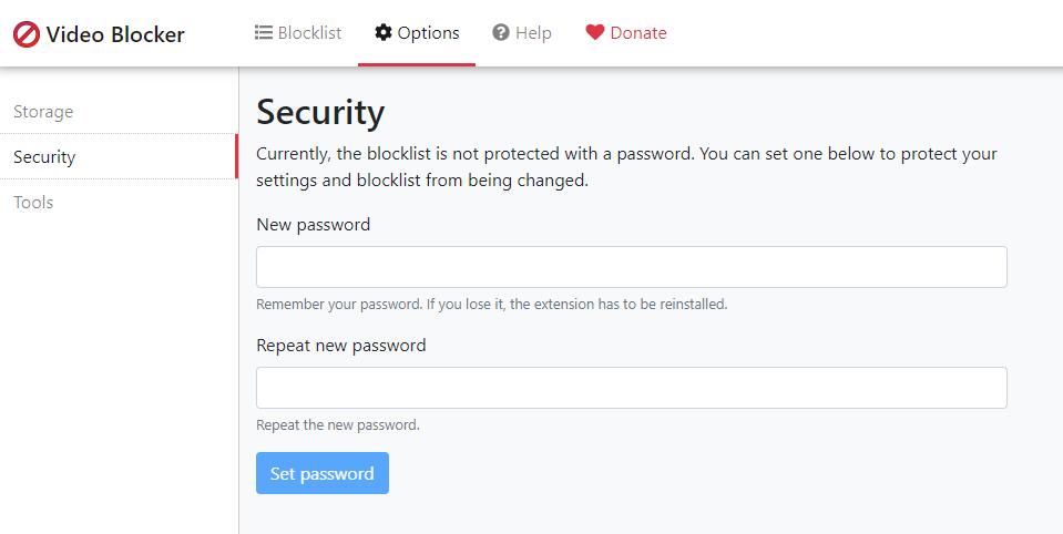 set up password to protect your blocklist
