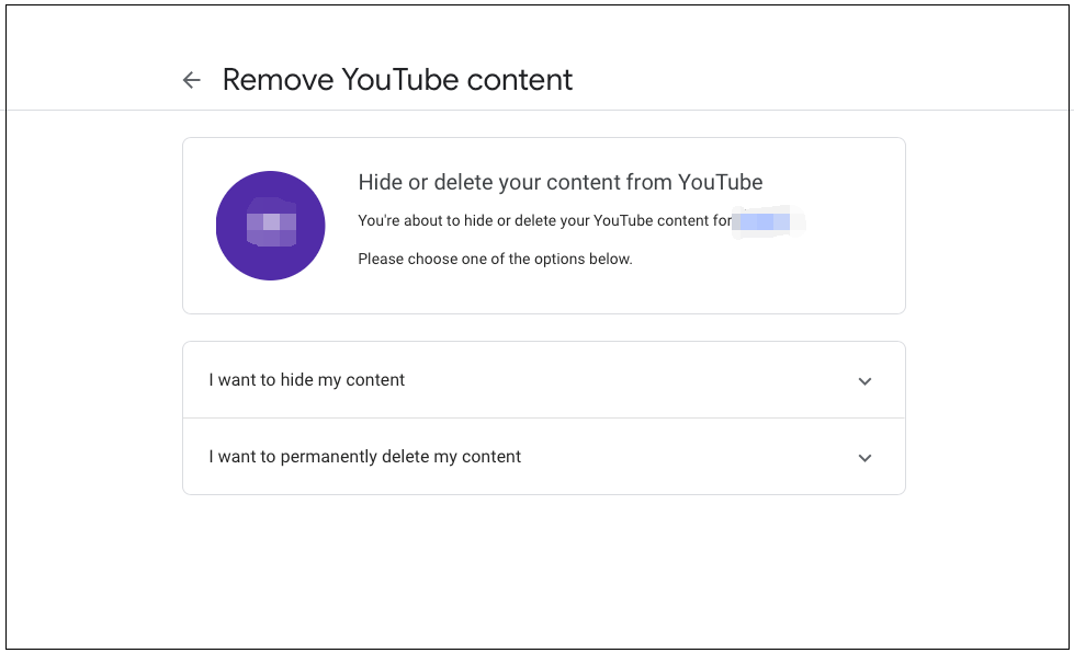 Remove YouTube content