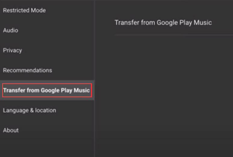 click Transfer from Google Play Music