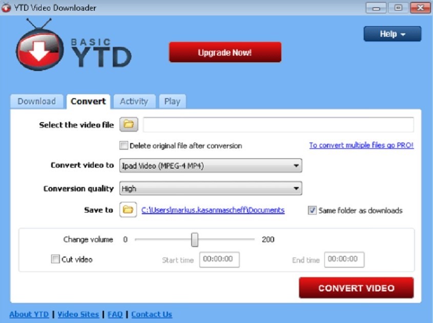 die Schnittstelle von YTD Video Downloader
