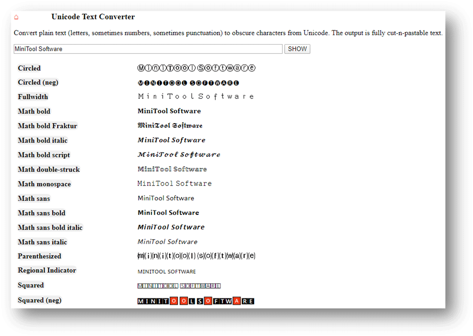 Unicode Text Converter