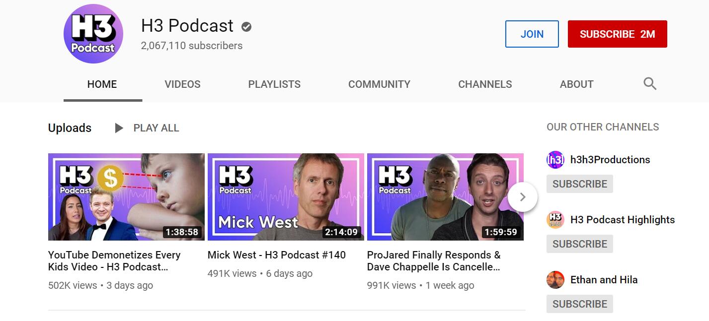 YouTube H3 Podcast