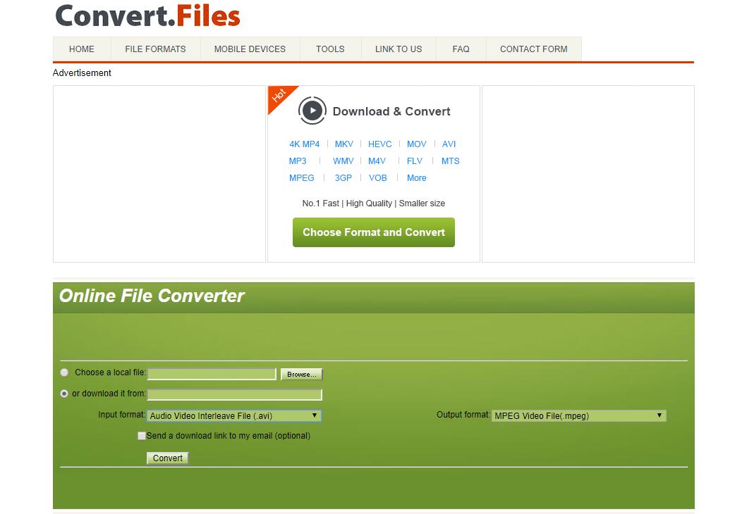 the interface of Convert Files