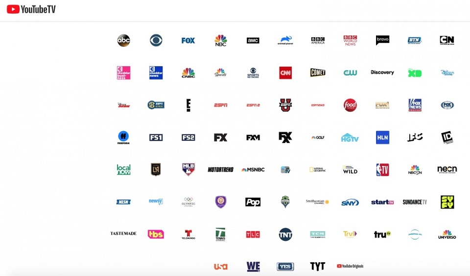 channels on YouTube TV