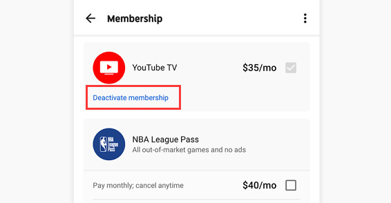 Cancel YouTube TV Subscription