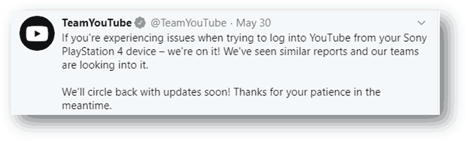 TeamYouTube twitter issue report