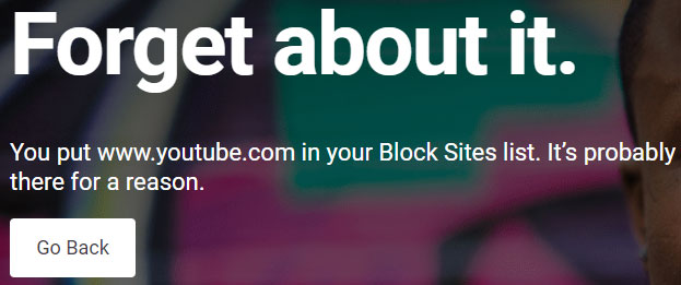 YouTube has been blocked by the Block Site extension