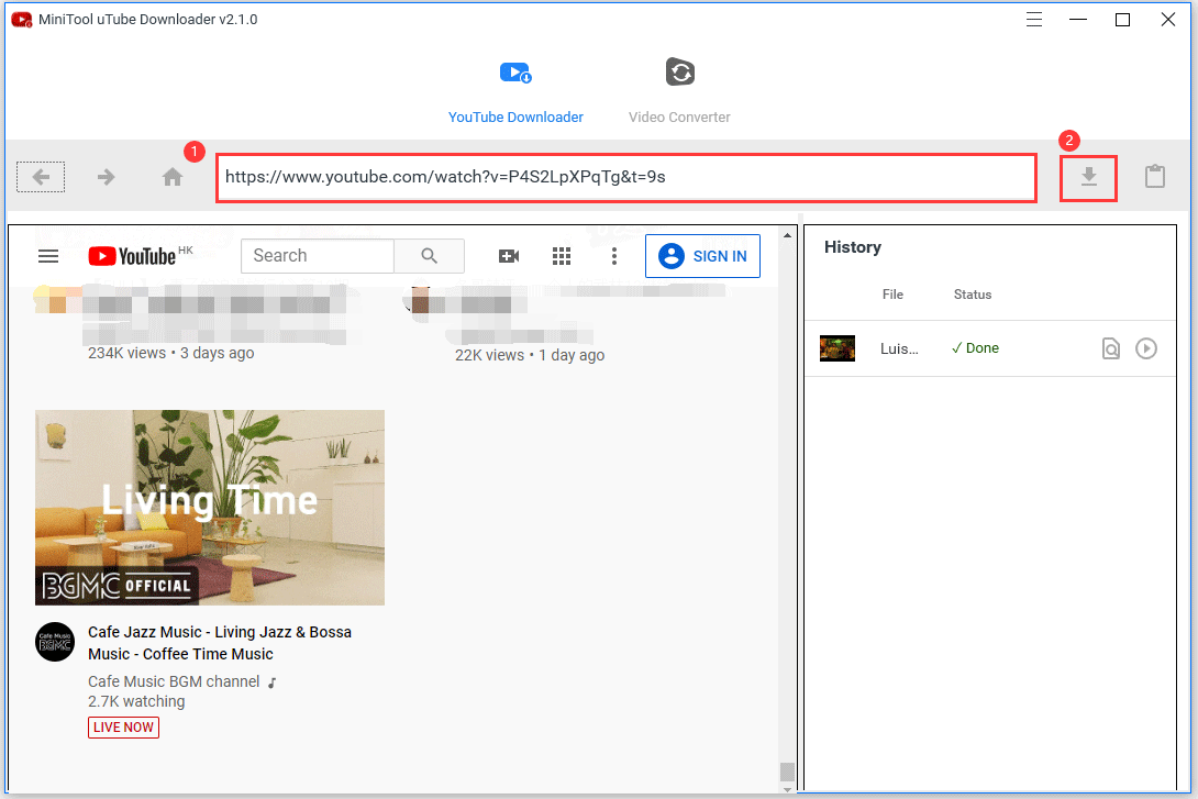 paste the copied link and click the Download icon