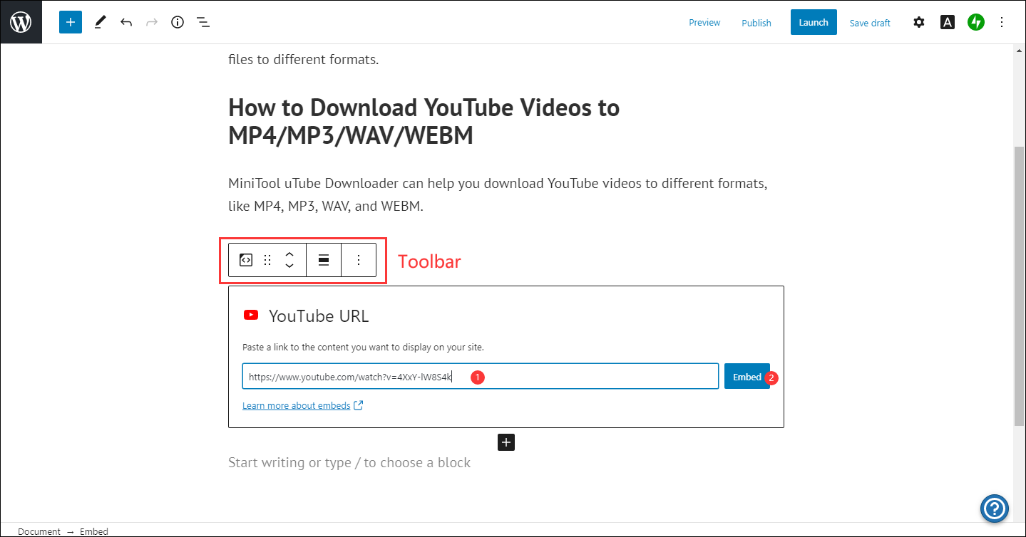 copy and paste the YouTube video URL to the address bar