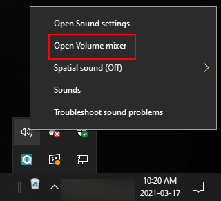 select Open volume mixer