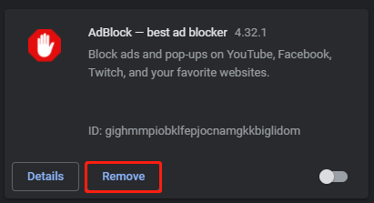 click the Remove button
