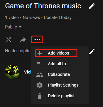 choose the Add videos option