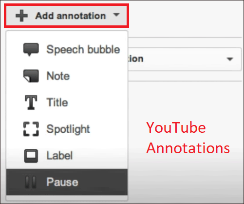 YouTube annotations