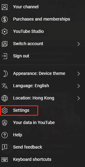 choose the Settings option