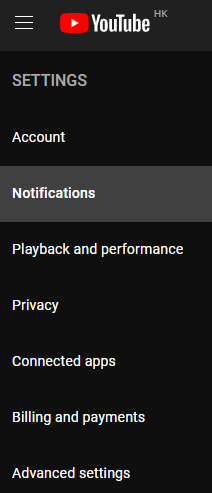 select the Notification option