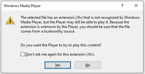 the prompt from Windows Media Player