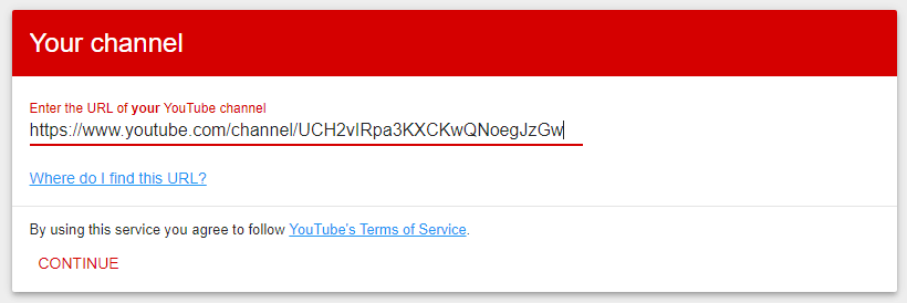 Fügen Sie den kopierten Link in den Bereich unter Ihrem Kanal ein