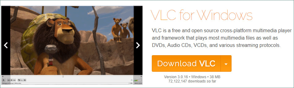 Klicken Sie auf die Schaltfläche VLC herunterladen