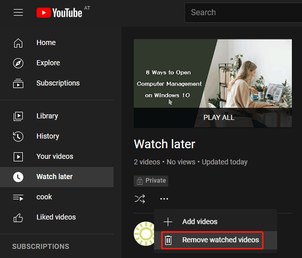 remove watched videos