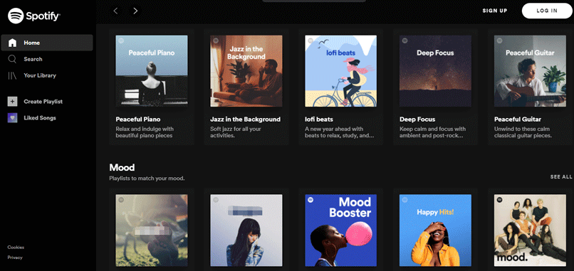 Spotify-Webseite