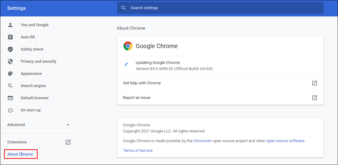 Chrome aktualisieren