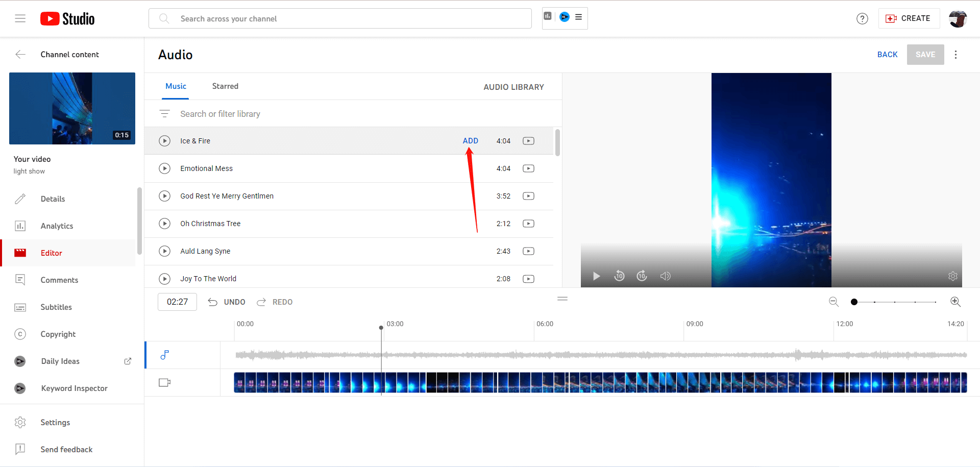 add music to YouTube video