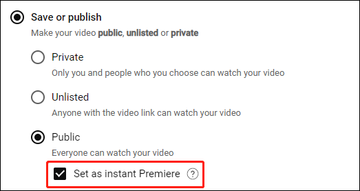 create an Instant Premiere on YouTube