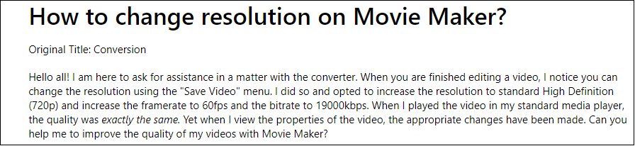cómo cambiar la resolución de video en Windows Movie Maker
