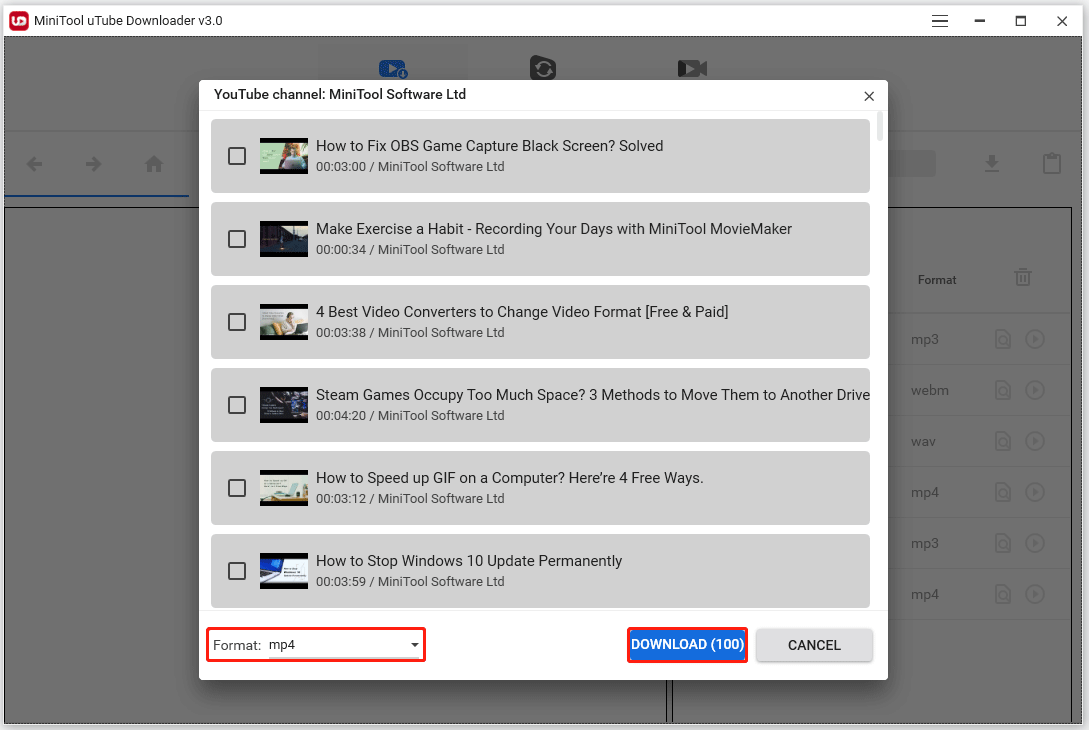 télécharger des vidéos à l'aide de MiniTool uTube Downloader