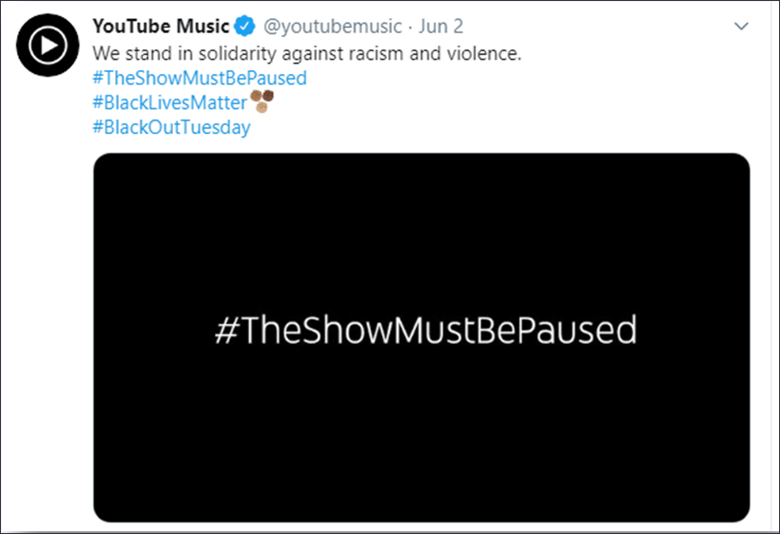 YouTube Musicによるブラックアウト・チューズデイへの支援