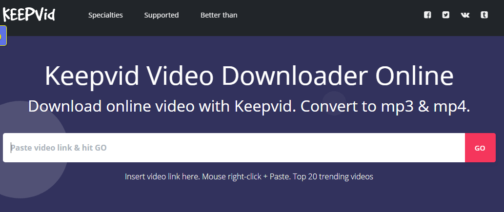 Keepvid公式サイト