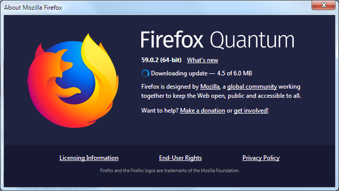 O Firefox procurará por atualizações