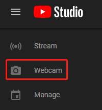 escolha a opção Webcam